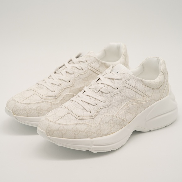 size 12.5G 13 US Gucci Rhyton White GG Print Sneakers Leather - Picture 1 of 13